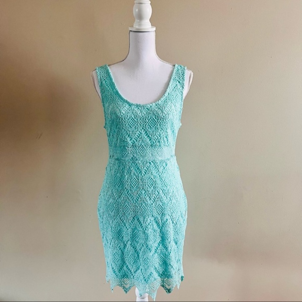 Blush Boutique Aqua Lace Shift dress NEW size L